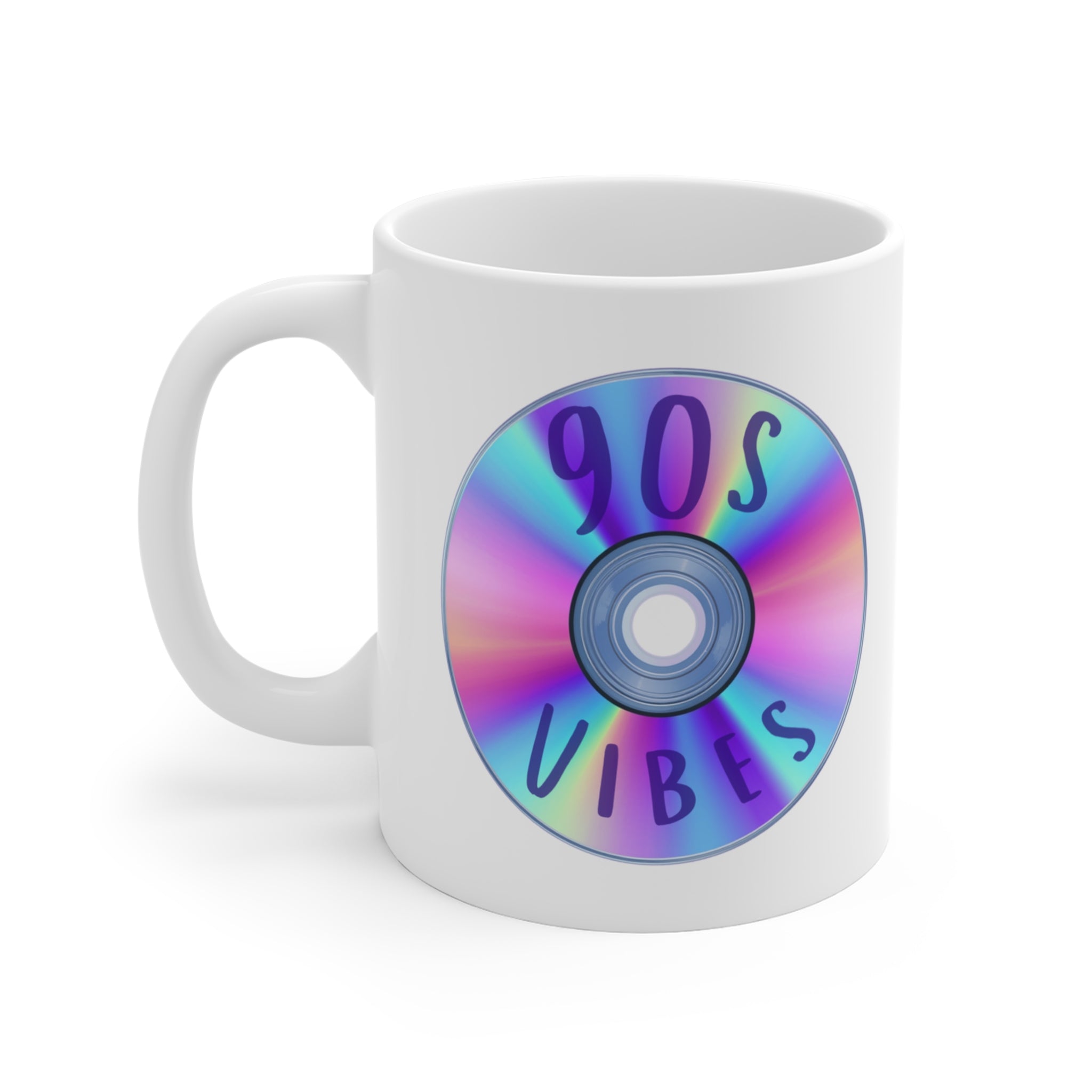 90s Vibes CD Mug; Purple, Blue, & Pink; 11oz