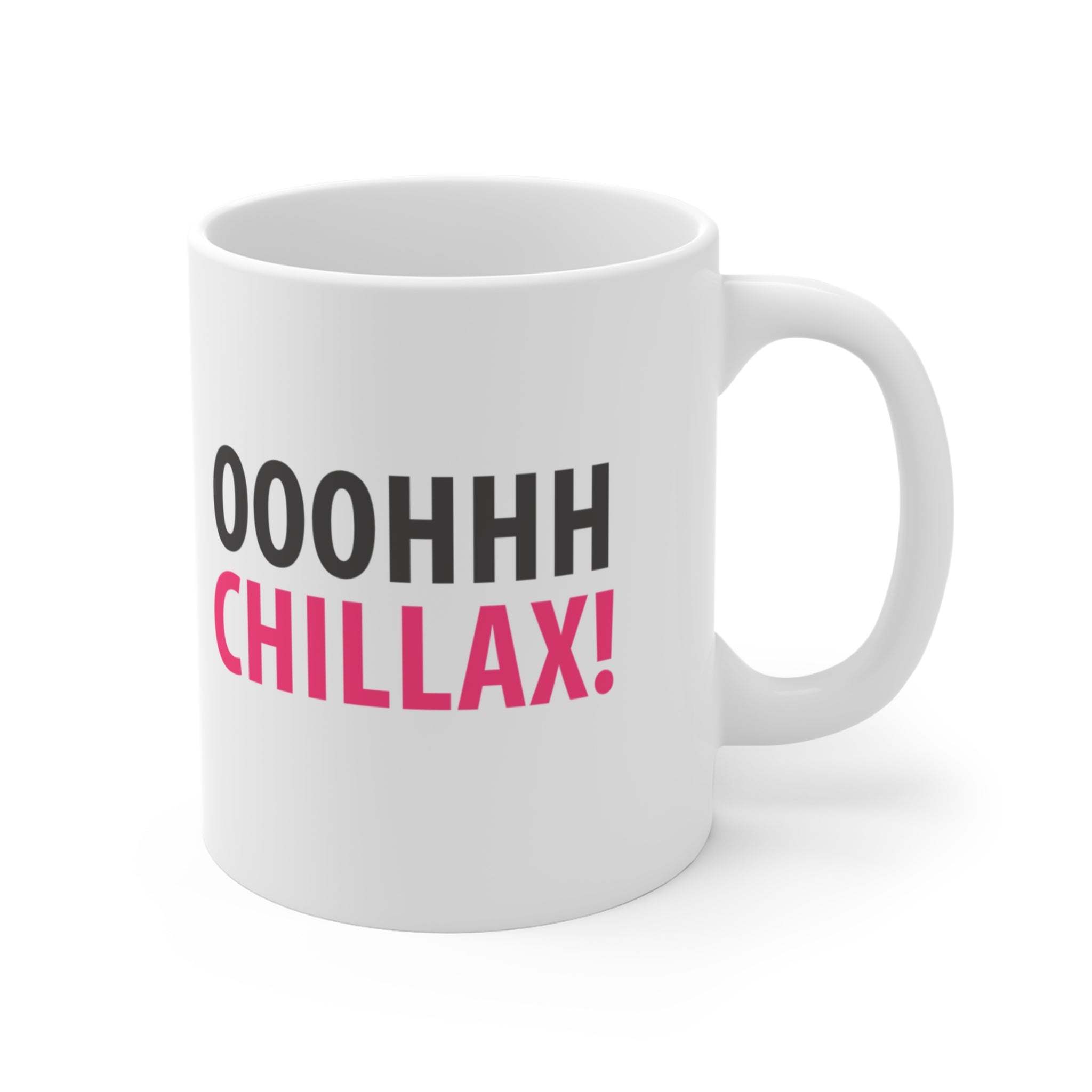 Oh Chillax! 90s Vibe Mug; Black & Red On White; 11oz