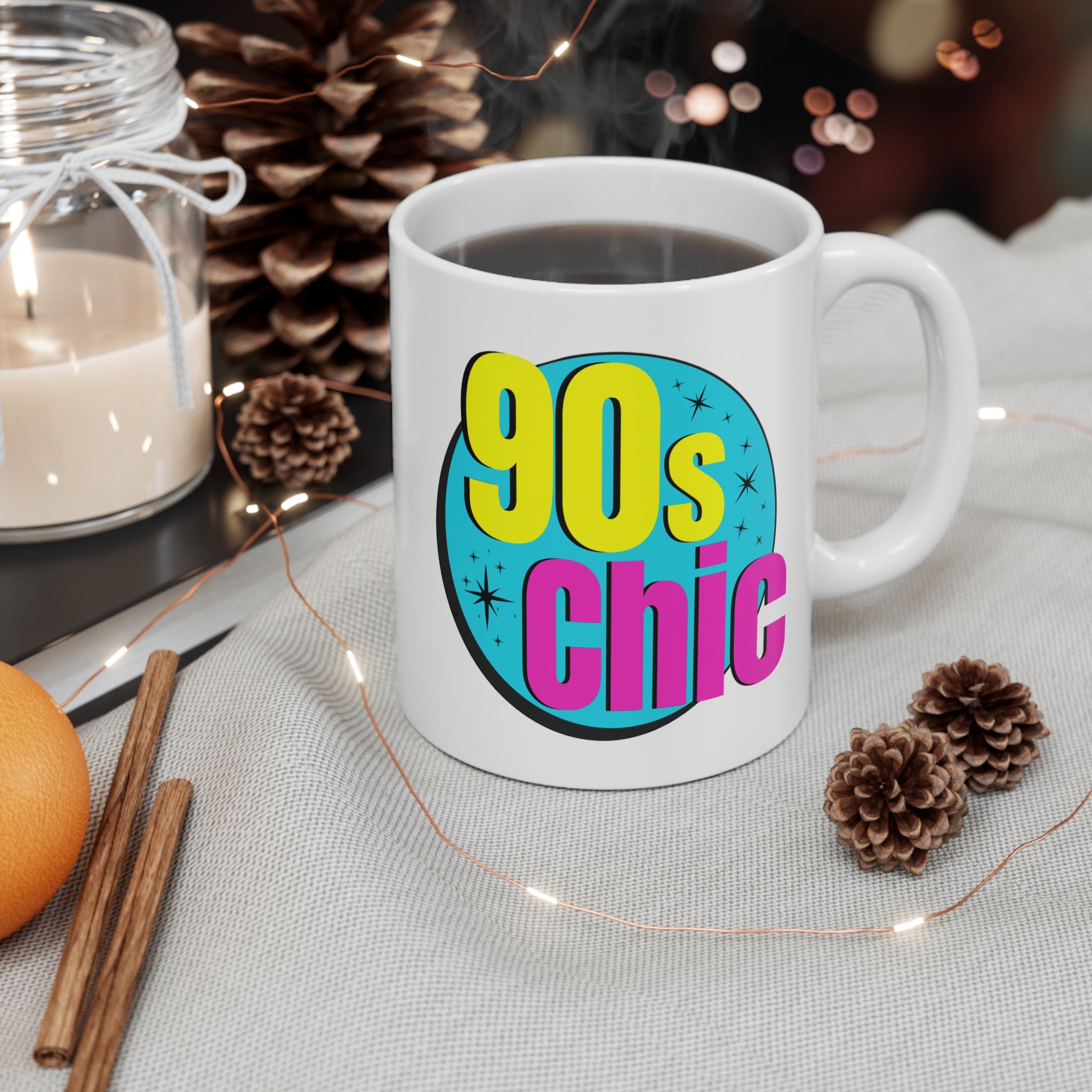 90s Chic Mug; Yellow, Pink, & Blue; 11oz