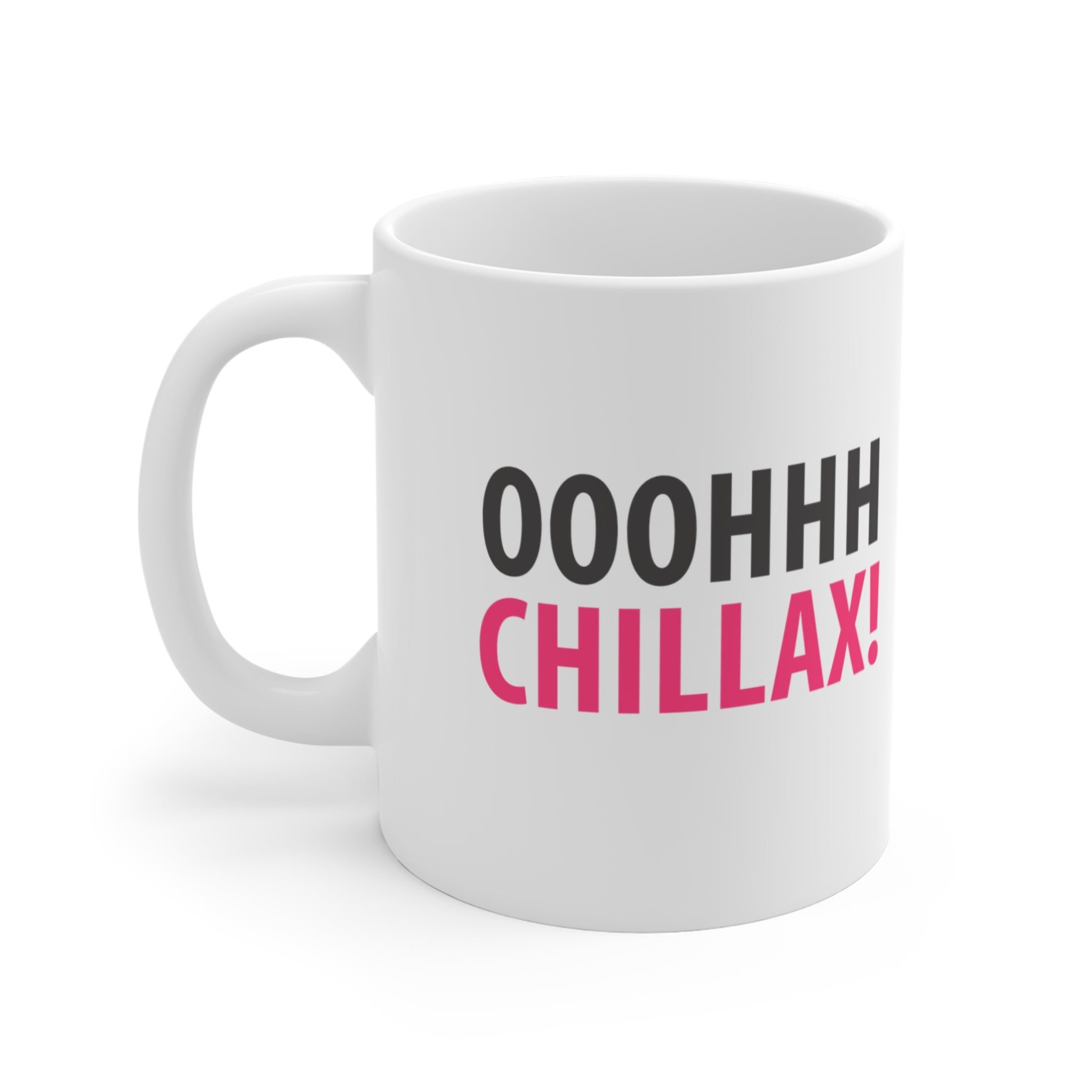 Oh Chillax! 90s Vibe Mug; Black & Red On White; 11oz