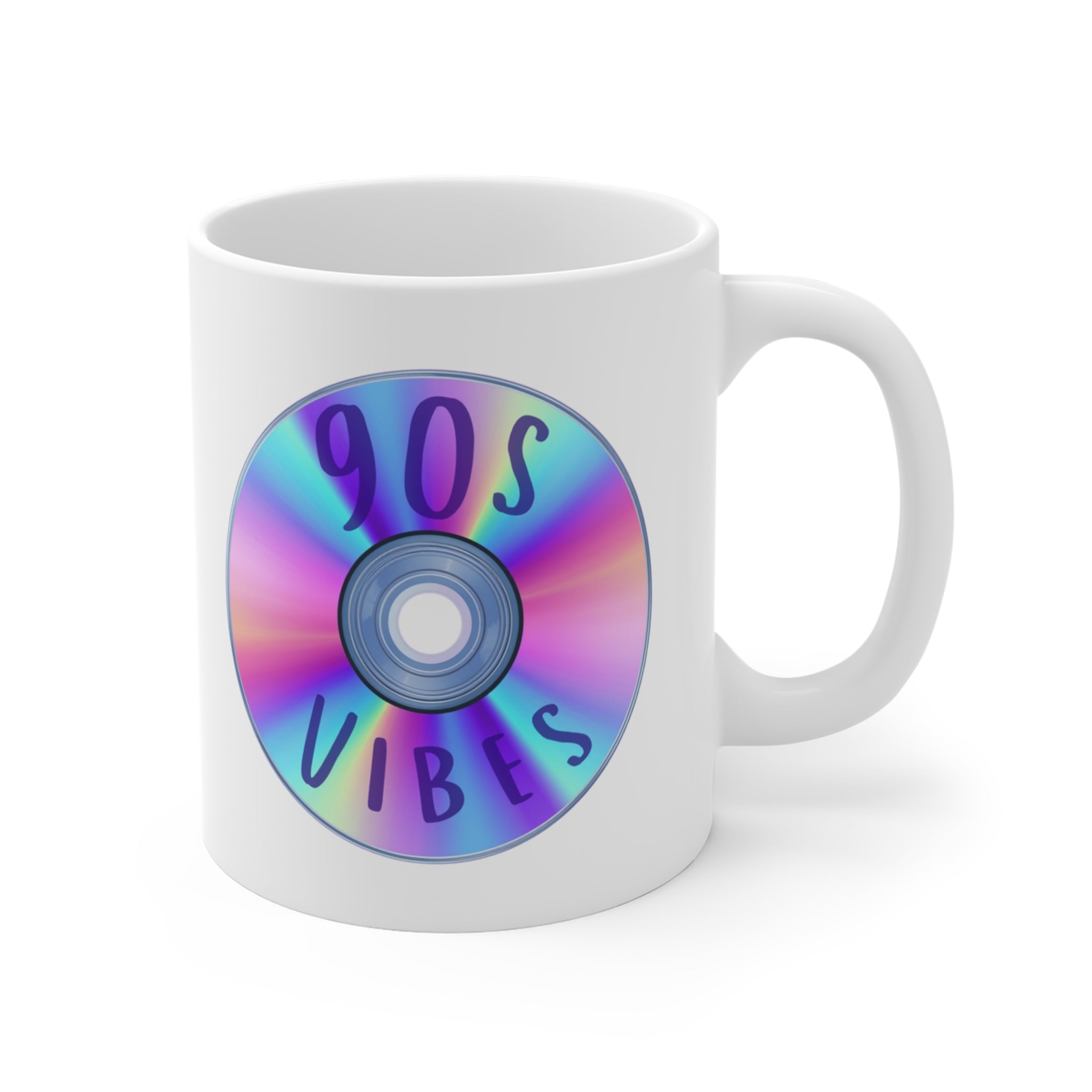 90s Vibes CD Mug; Purple, Blue, & Pink; 11oz