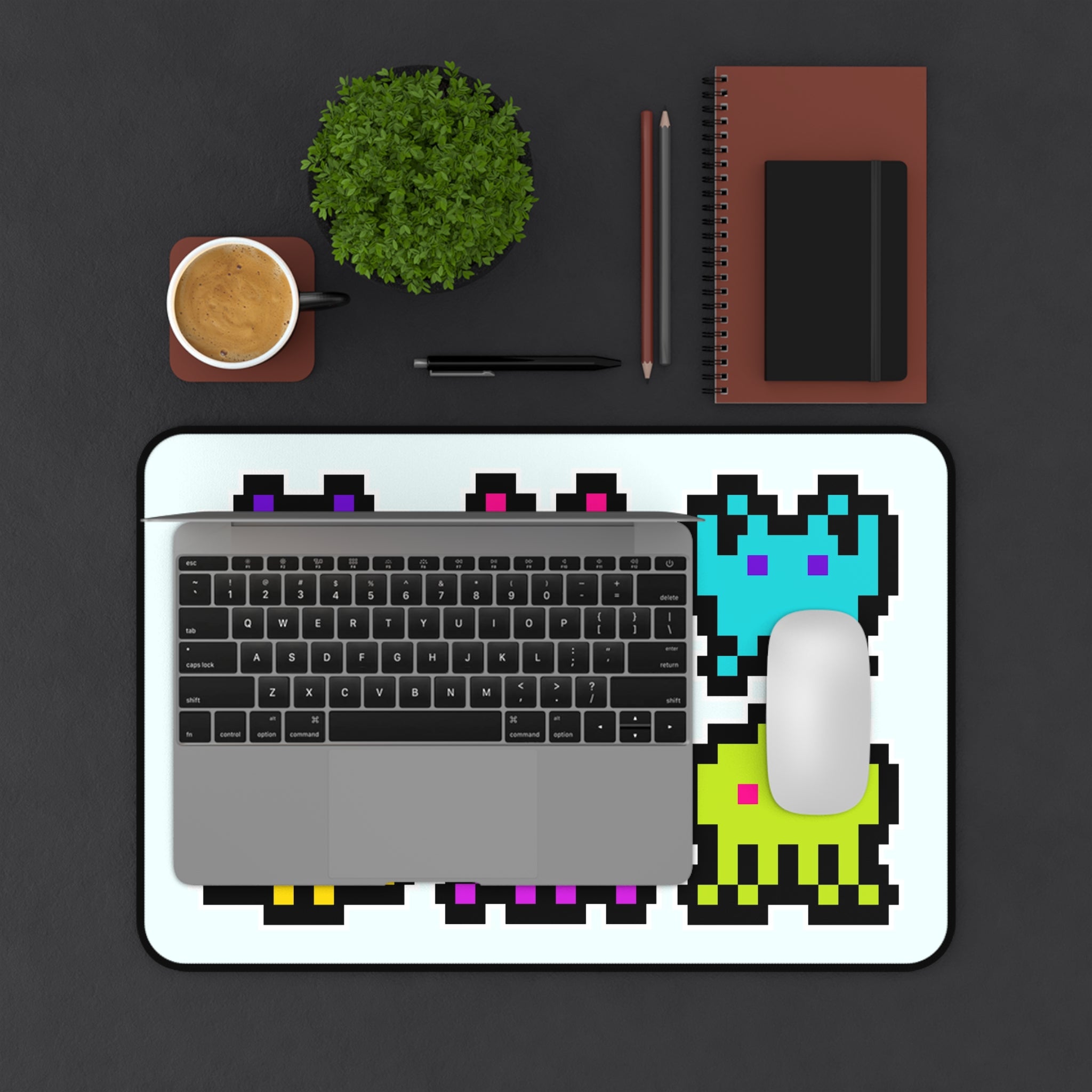 80s Arcade Inspired Desk Mat, Light Blue, 12 X 18