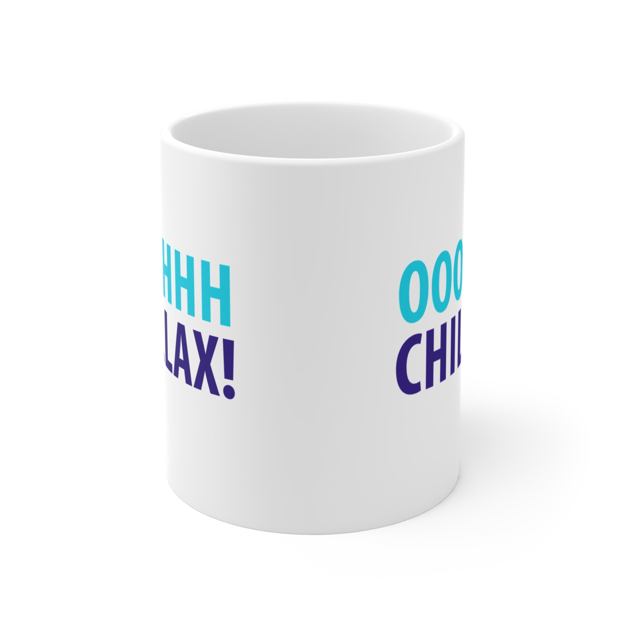 Oh Chillax! 90s Vibe Mug; Light & Dark Blue On White; 11oz