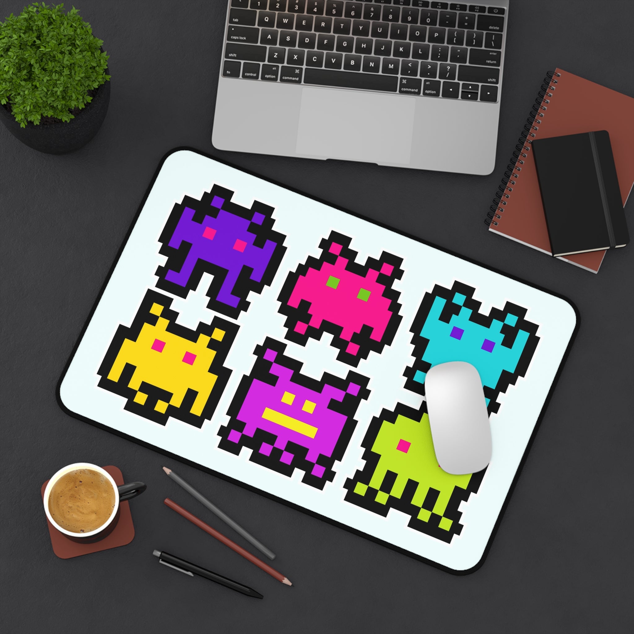 80s Arcade Inspired Desk Mat, Light Blue, 12 X 18