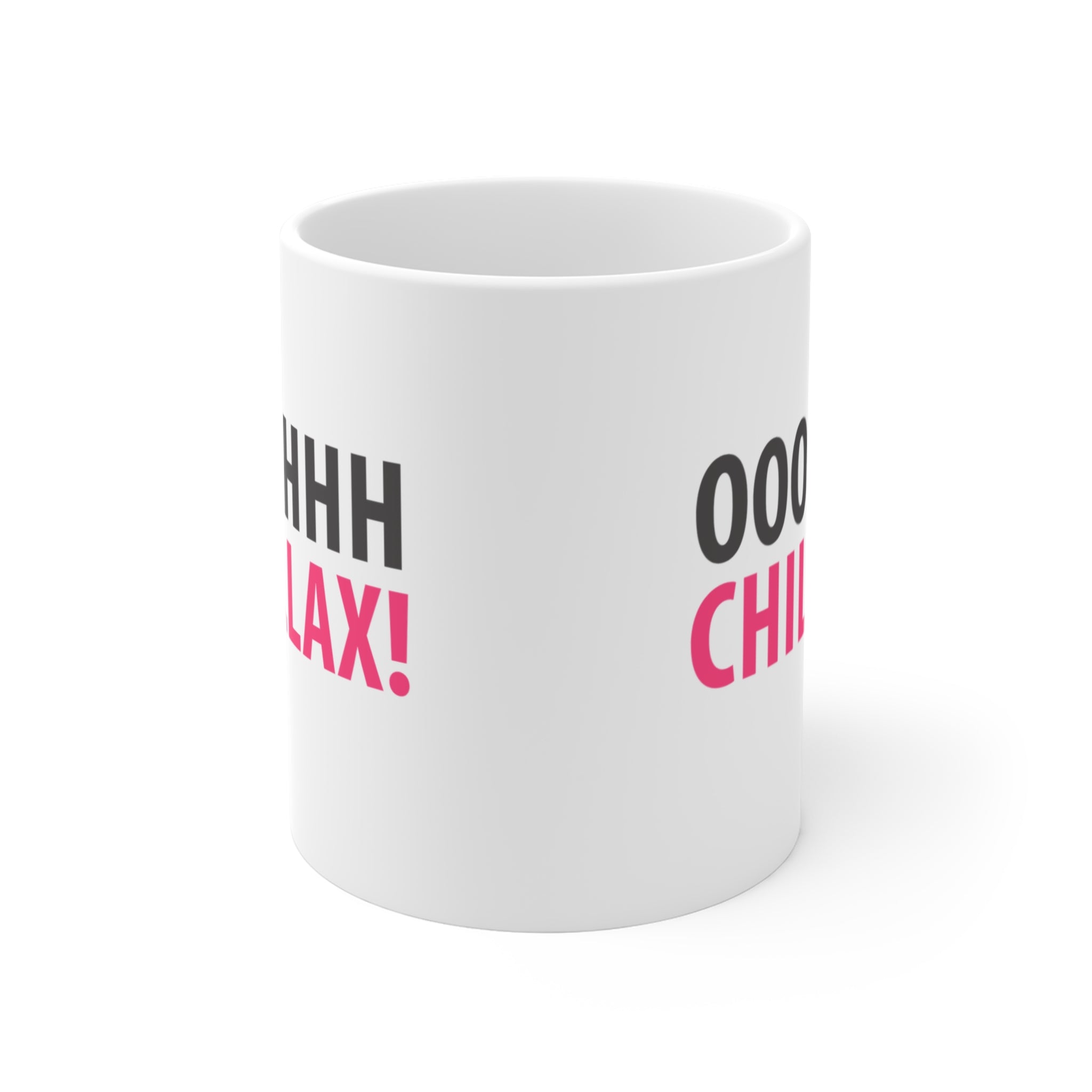 Oh Chillax! 90s Vibe Mug; Black & Red On White; 11oz